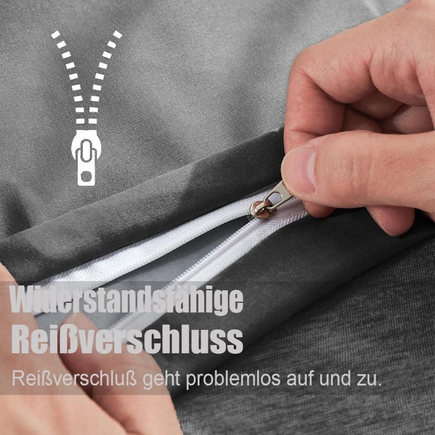 Soifox Bettwäsche Set 155x220 Anthrazit Mikrofaser bügelfrei 1 Bettbezug 1