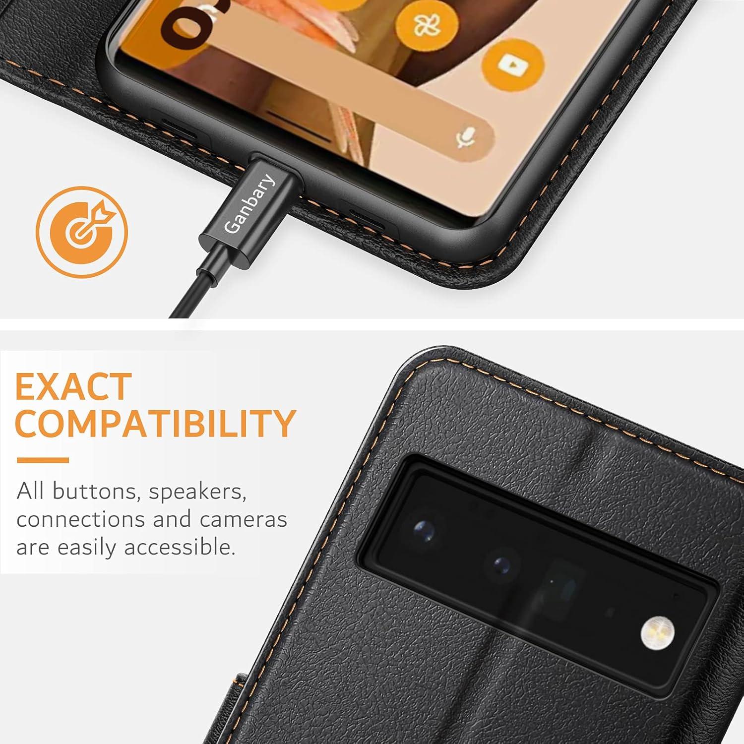 Google Pixel 6 Pro Handyhülle Schwarz mit Kartenschlitzen