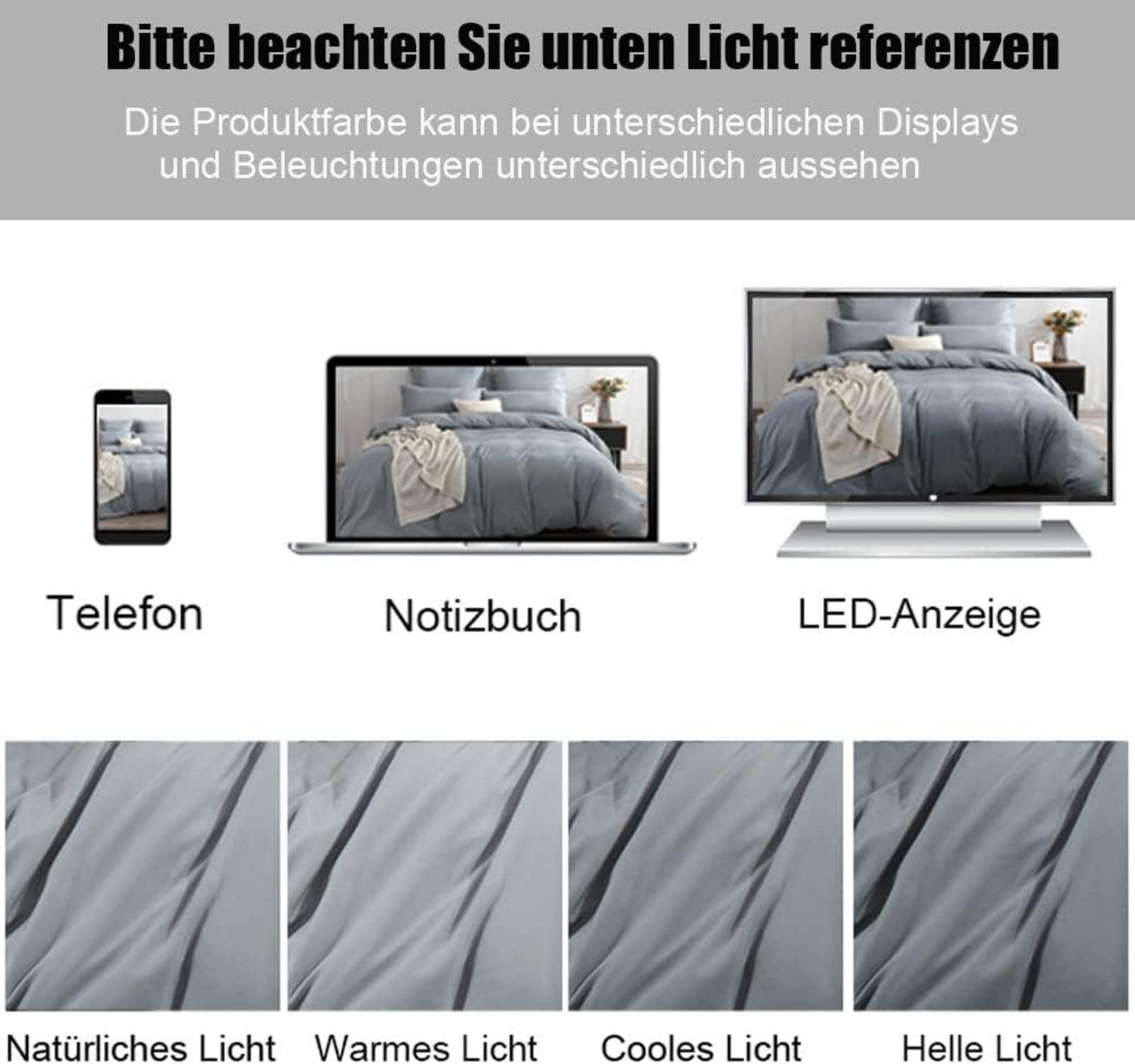 Bettwäsche 220x240 Grau Mikrofaser bügelfrei Betten-Set 240x220 + 80x80 cm