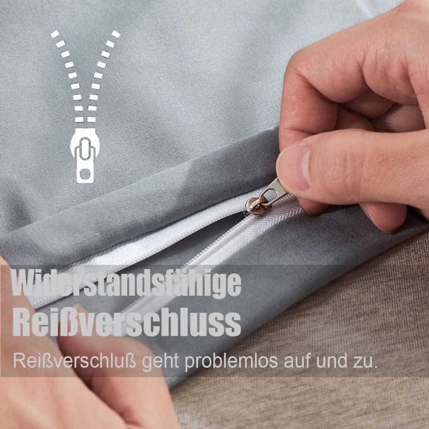 Bettwäsche-Set Mikrofaser grau 200x200cm mit 80x80cm Kissenbezug