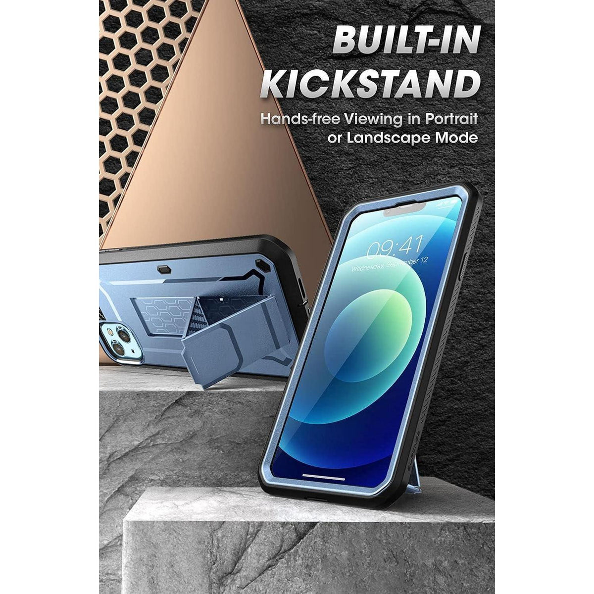 Schutzhülle iPhone 13 6,1 Zoll Ganzkörper Rugged Holster Blau