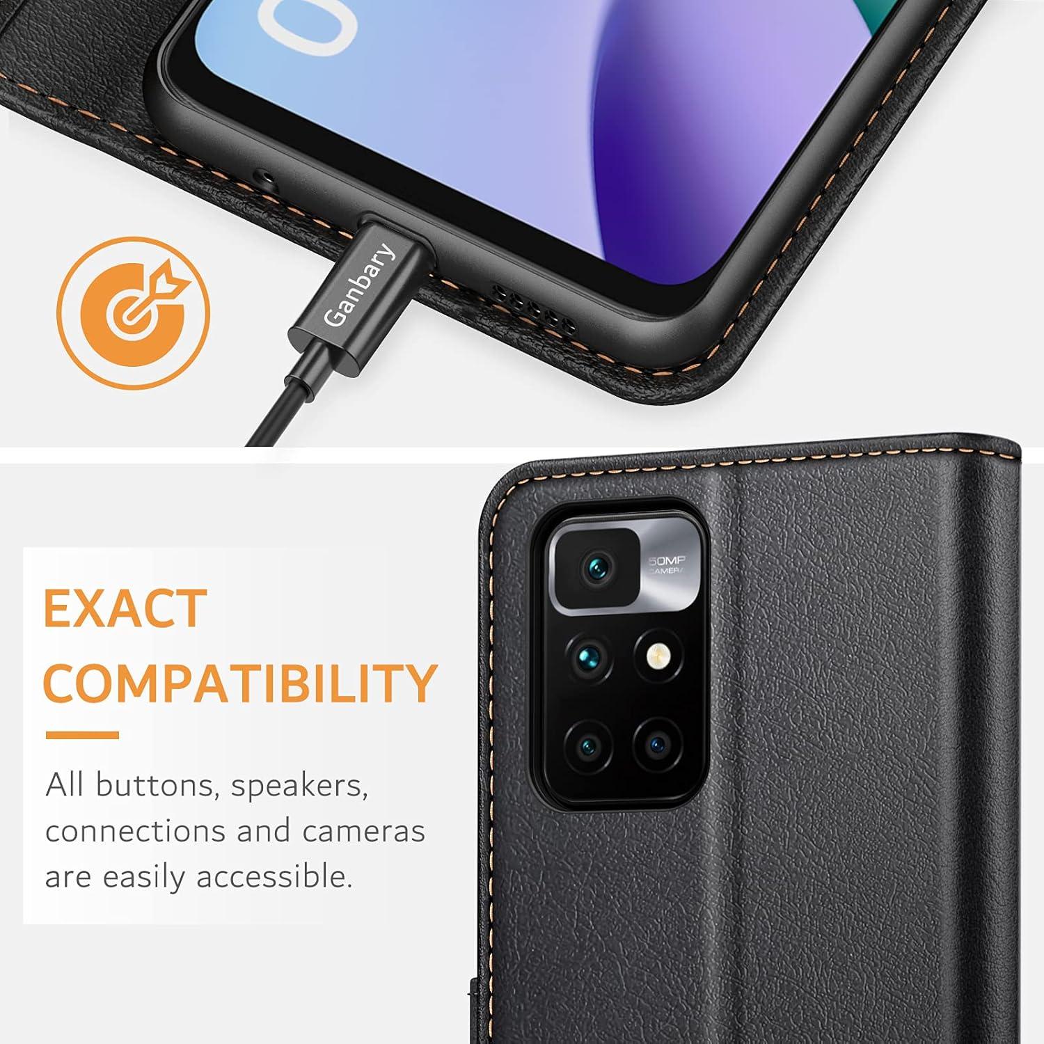 Premium Leder Flipcase für Xiaomi Redmi 10 mit Kartenschlitzen & Standfunktion