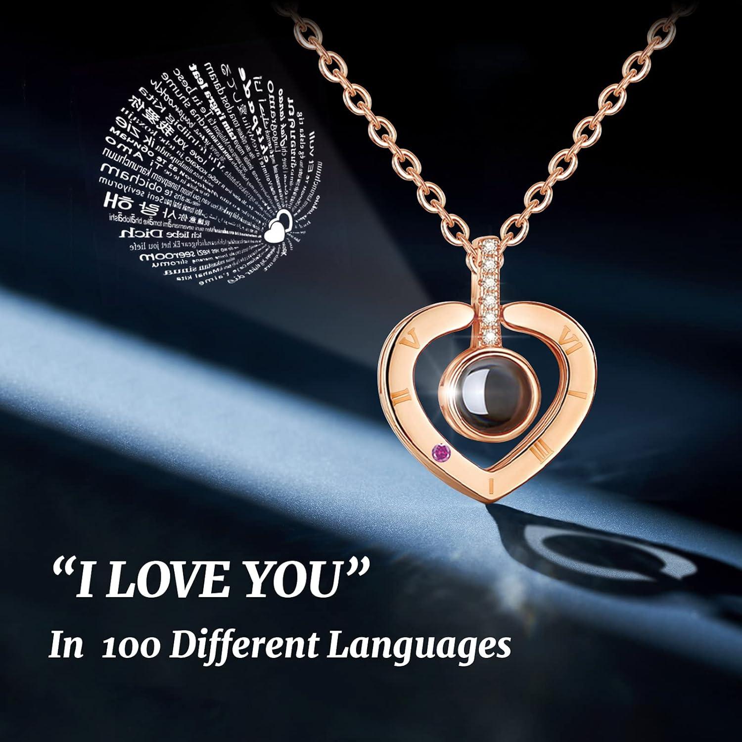 Ewige Rose mit I Love You Halskette in Geschenkbox
