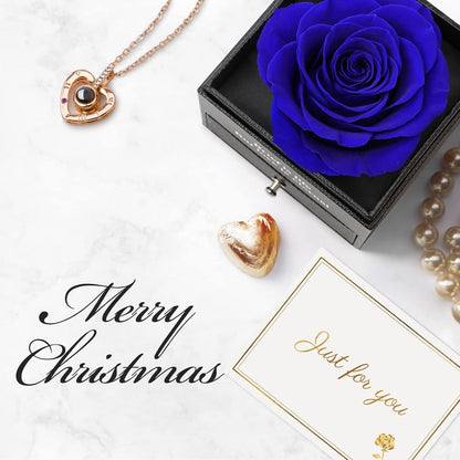ADAZ Ewige Rose Blau I Love You Halskette konserviert Geschenkbox