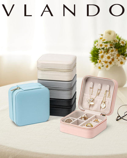 Kleine Schmuckbox mit Spiegel und Lederetui für