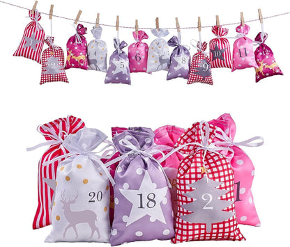 DIY Adventskalender 24 Weihnachtssäckchen Stoffbeutel