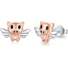 Schwein Ohrringe 925 Sterling Silber Hypoallergen Gold Rose