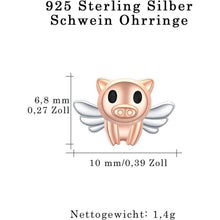Schwein Ohrringe 925 Sterling Silber Hypoallergen Gold Rose