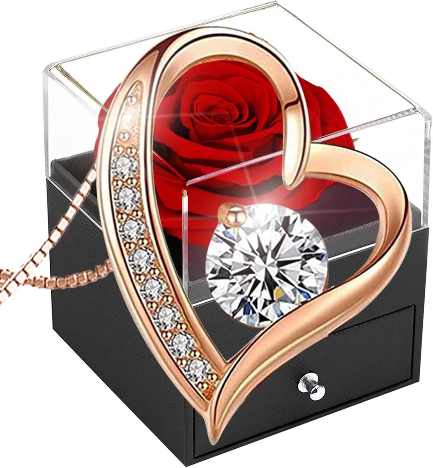 Ewige Rose Geschenkbox Rote Infinity Rosen 925 Silber Rosegold Damen