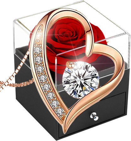 Ewige Rose Geschenkbox Rote Infinity Rosen 925 Silber Rosegold Damen