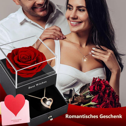 Ewige Rose Geschenkbox Rote Infinity Rosen 925 Silber Rosegold Damen