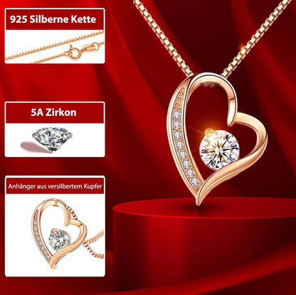 Ewige Rose Geschenkbox Rote Infinity Rosen Silber Halskette 925 Rosegold