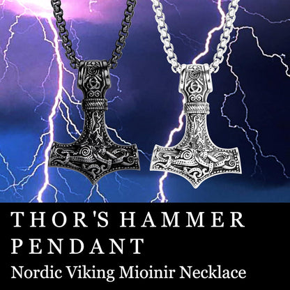 Thors Hammer Halskette Wolfskopf Armband Set Herren Wikinger Schmuck