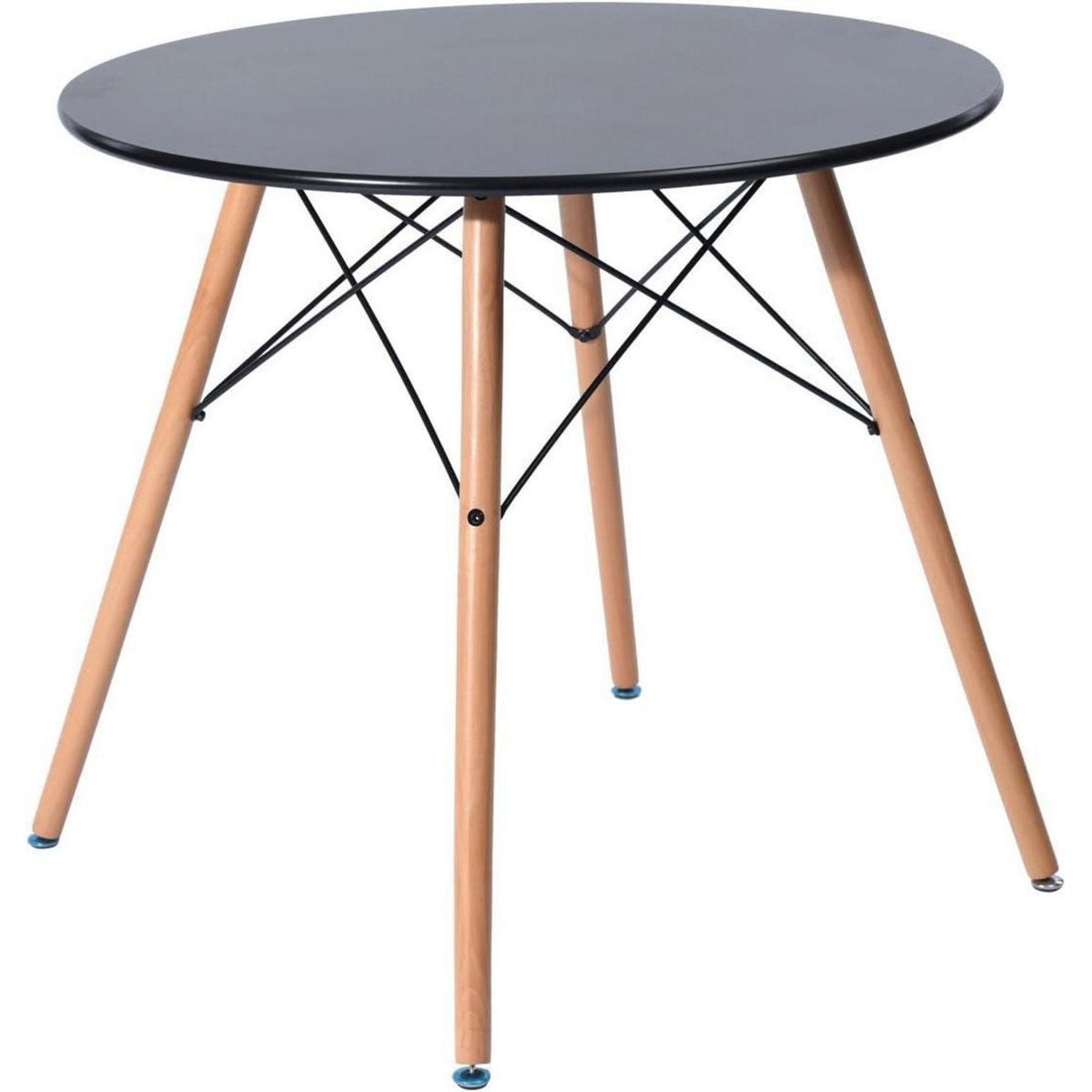 Rundes Esszimmer-Set Schwarz mit 4 skandinavischen Stühlen