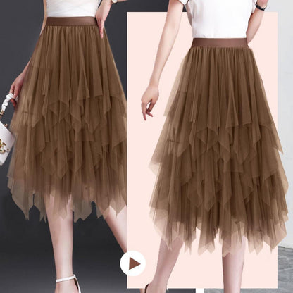 Langer Tüllrock Damen Braun Vintage Kostüm Rock