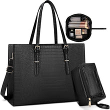 Lubardy Damen Handtasche Schwarz Groß 15.6 Zoll Laptop