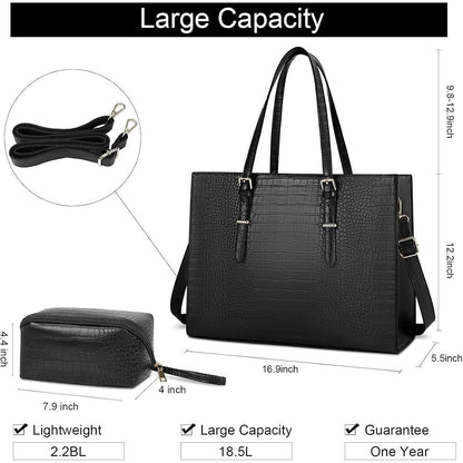 Lubardy Damen Handtasche Schwarz Groß 15.6 Zoll Laptop