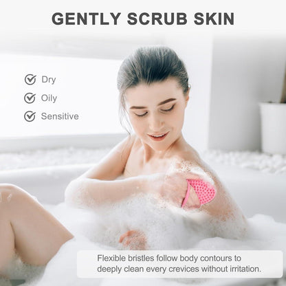 Duschbürste mit Silikonborsten für intensive Massage & Peeling, Badebürste zum Cellulite Entfernen, Rosa