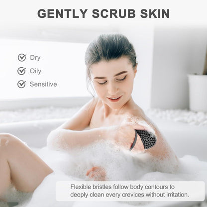 FREATECH Körperbürste mit Silikonborsten für Peeling und Cellulite, Schwarz