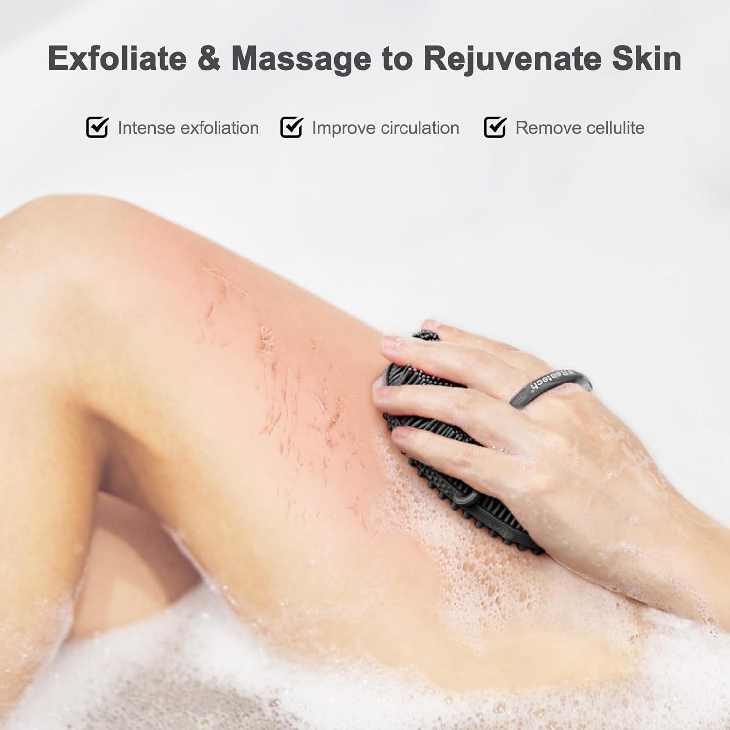 Körperbürste mit Silikonborsten für Bade- und Massagevergnügen, Peeling