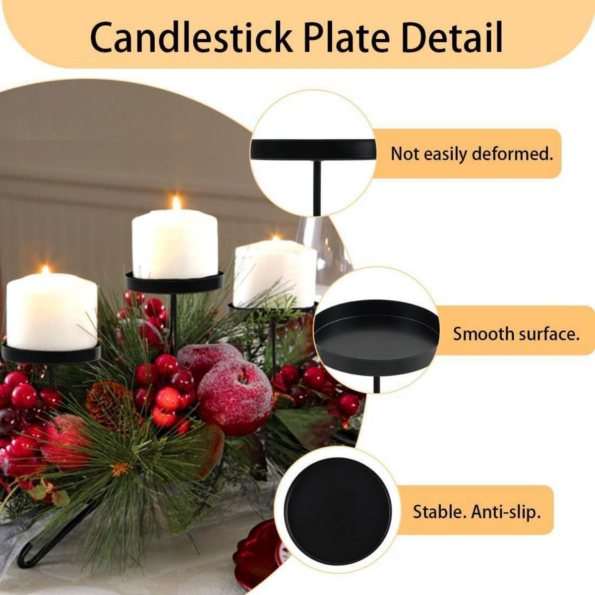 4er Set Kerzenhalter Adventskranz 6cm Metall Schwarz
