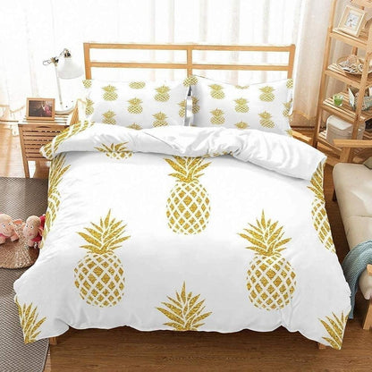 Tropischer Ananas Bettbezug Set 155x220cm - Luxus Mikrofaser