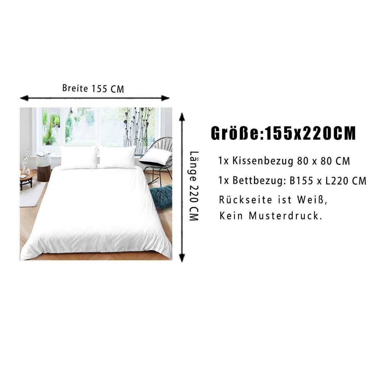 Bettwäsche-Set Gebäude Rot Grün Beige 155x220cm mit Kissenbezug