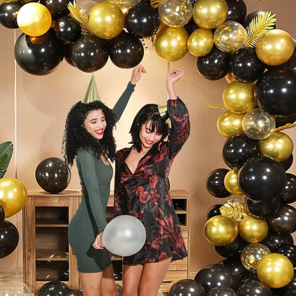Ballons Gold Schwarz Luftballons Geburtstag 140stk girlande