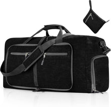 Leichte Faltbare Reisetasche 65L Schwarz Sporttasche Damen/Herren