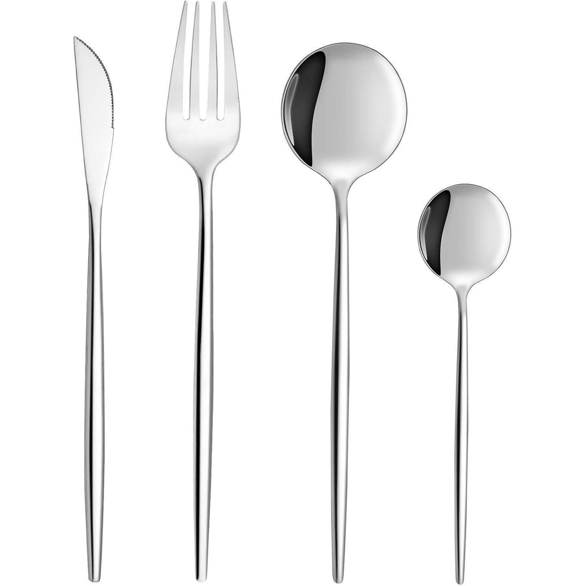 Edelstahl Besteckset 24 Teile für 6 Personen, Silber