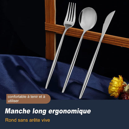 Edelstahl Besteckset 24 Teile für 6 Personen, Silber