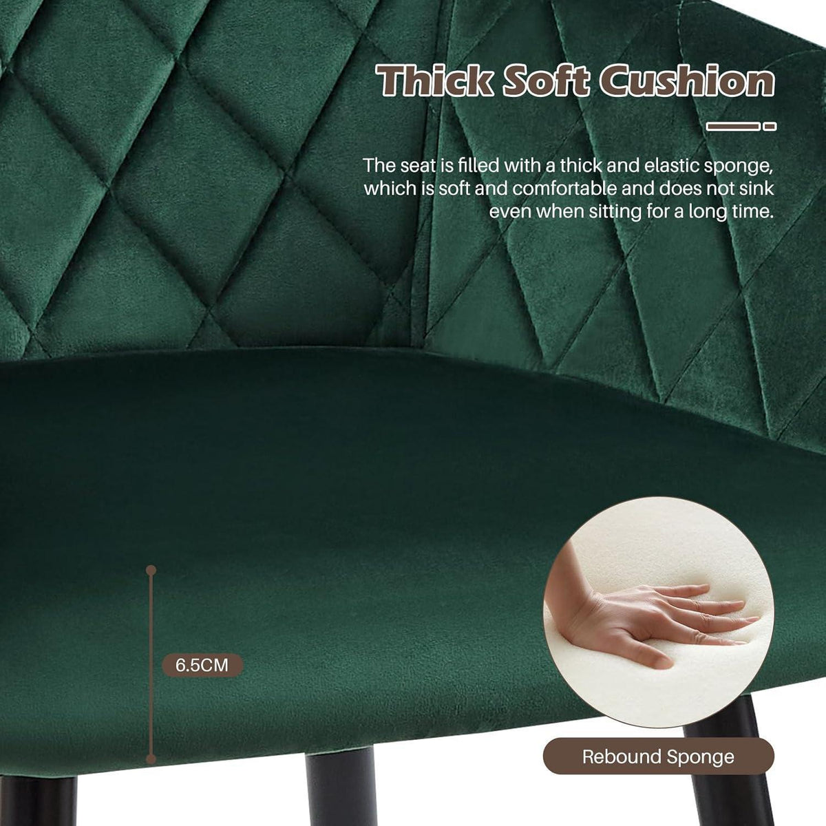 Samt Esszimmerstühle 2er Set mit Armlehnen, Grün