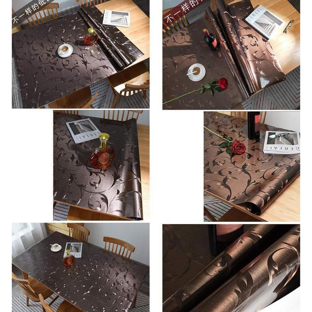 PVC Tischdecke wasserdicht braun 85x180cm - Tischfolie & Tischschutz