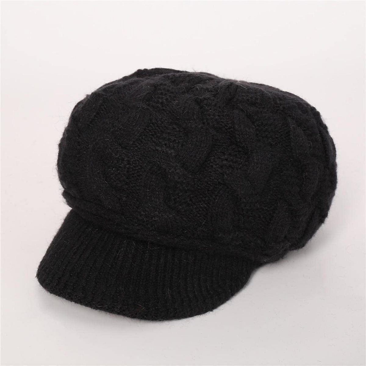 Damen Wintermütze mit Visier, gefüttert, Zopfstrick