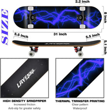 LAYENNE Skateboard 31 Zoll Komplett 7 Schichten Ahorn