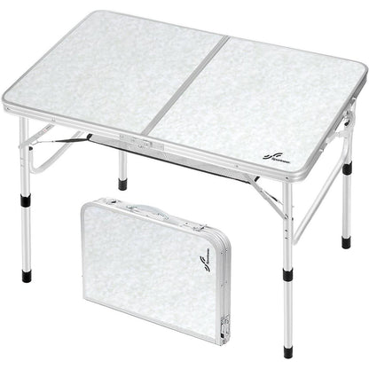 Höhenverstellbarer Campingtisch mit Netzablage, 90x60cm Weiß