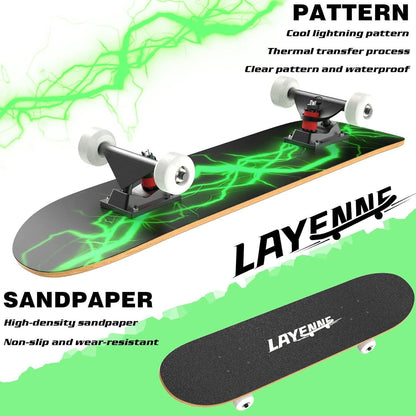 Komplettes Skateboard 31 Zoll Ahorn Deck ABEC-11 Lager Verde