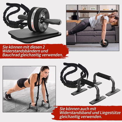 EnterSports 6-in-1 Bauchroller Set mit Fitnessband und