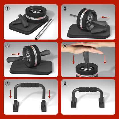 EnterSports 6-in-1 Bauchroller Set mit Fitnessband und