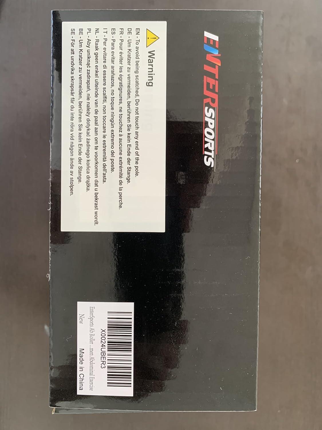 EnterSports 6-in-1 Bauchroller Set mit Fitnessband, Liegestütze, Kniematte - Schwarz