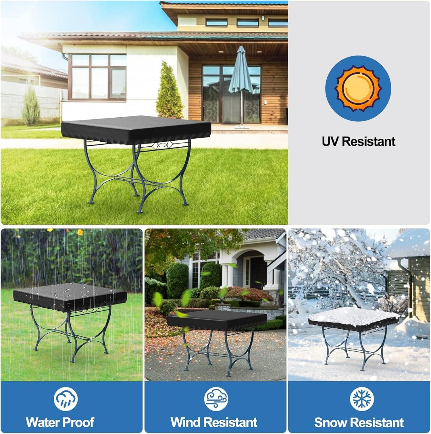 Nomiou Gartentisch Abdeckung 92x92x16cm Wasserdicht