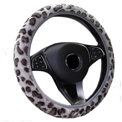 Lenkradhülle Leopard Plüsch – Warm & Rutschfest Grau