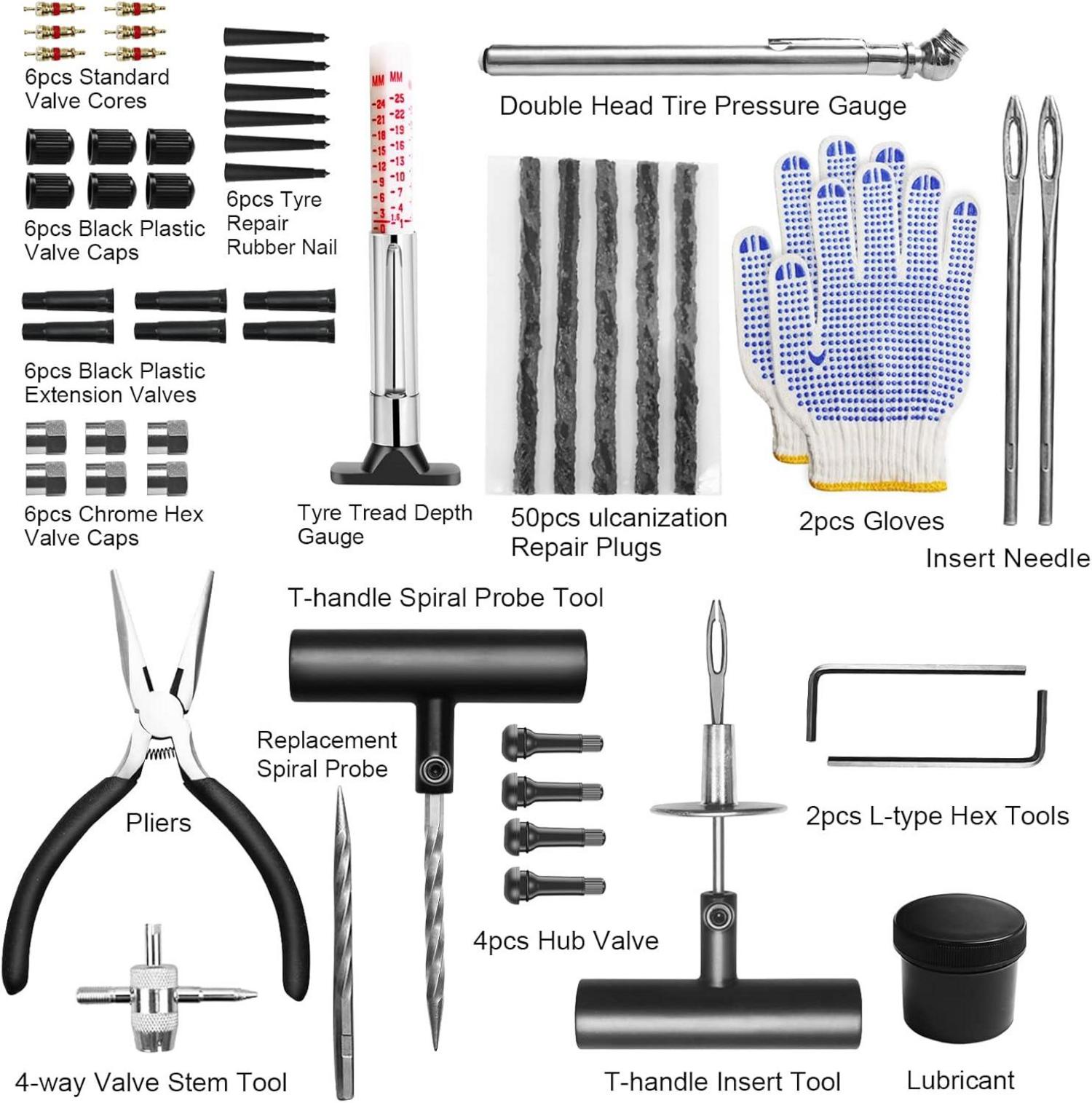 Reifenreparaturset Auto - 100-teiliges Set für