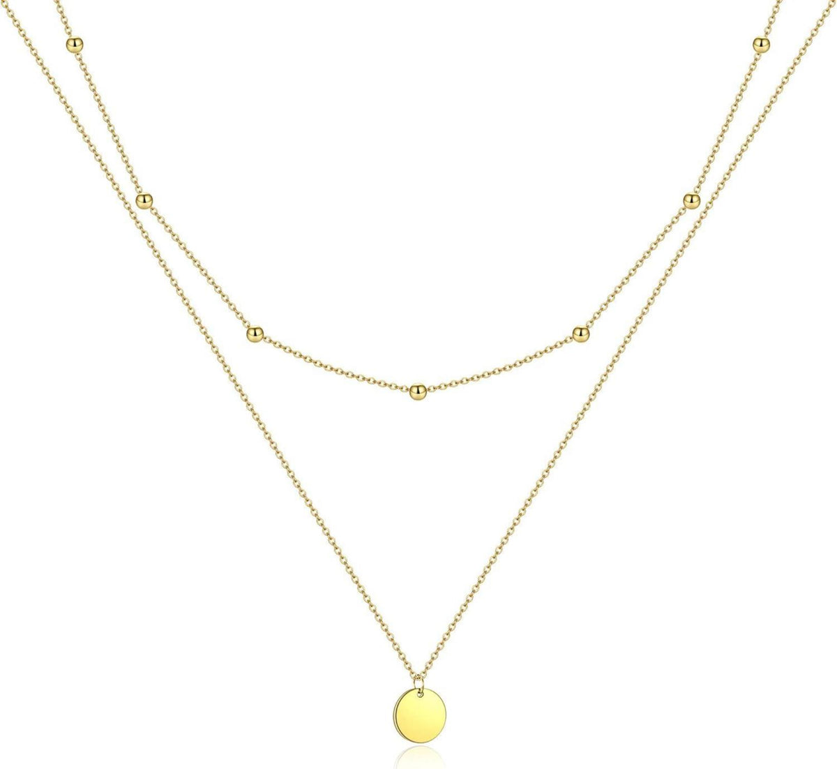 Layered Multilayer Halskette mit Coin Anhänger Silber Gold Rosegold