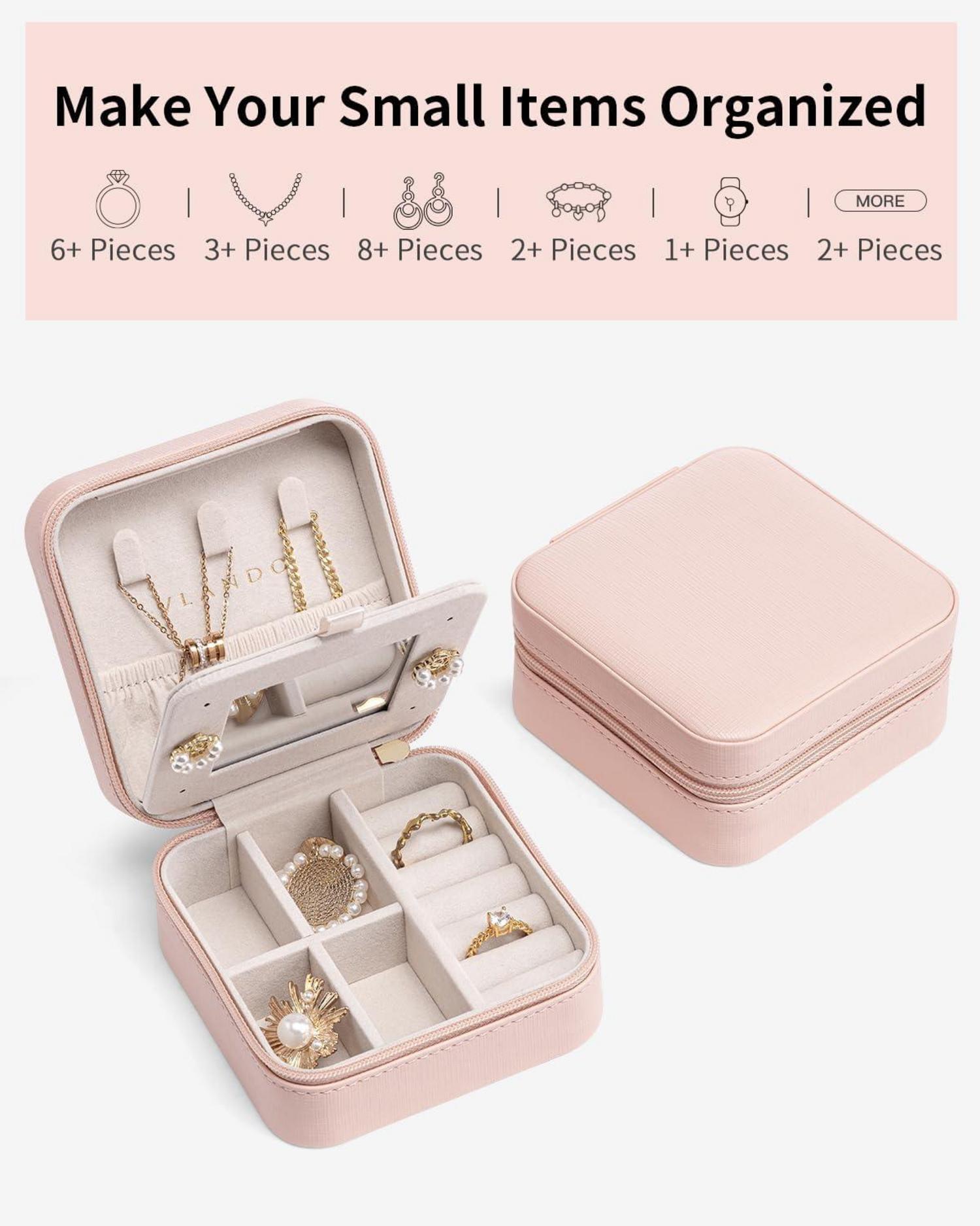 Schmuckkästchen Reise Damen für Ringe Ohrringe Spiegel Schmuckbox