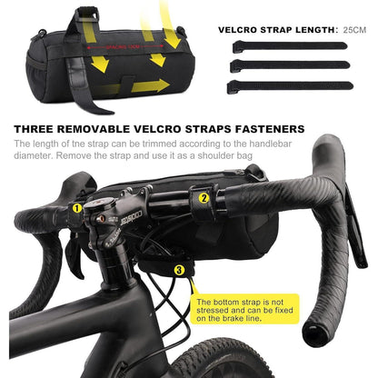 Fahrrad Lenkertasche mit Schultergurt, 2.4L, Schwarz-Gelb