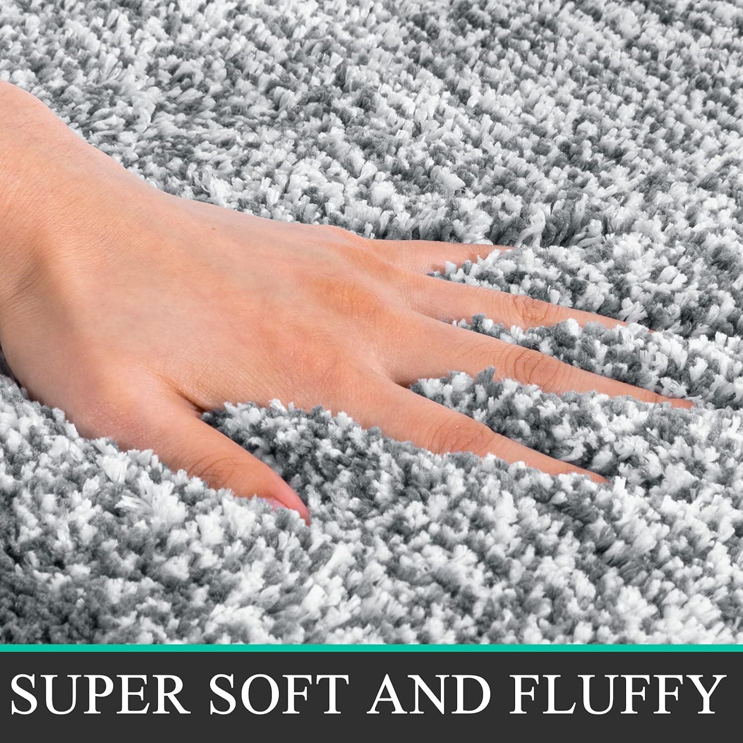 Hochflor Badteppich Set 3-teilig Maschinenwaschbar rutschfest 15mm dick dunkelgrau 45x65cm + 50x80cm + 50x60cm