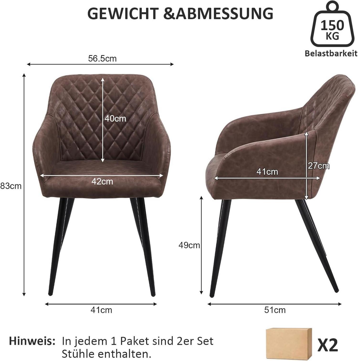 Esszimmerstühle 4er Set Kunstleder Armlehne Metallbeine Polstersessel