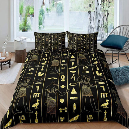Antikes Ägypten Bettwäsche Set – Pharao Pyramide Boho Design