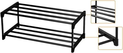 Schwarzes Schuhregal stapelbar Platzsparend Miethaus Balkon